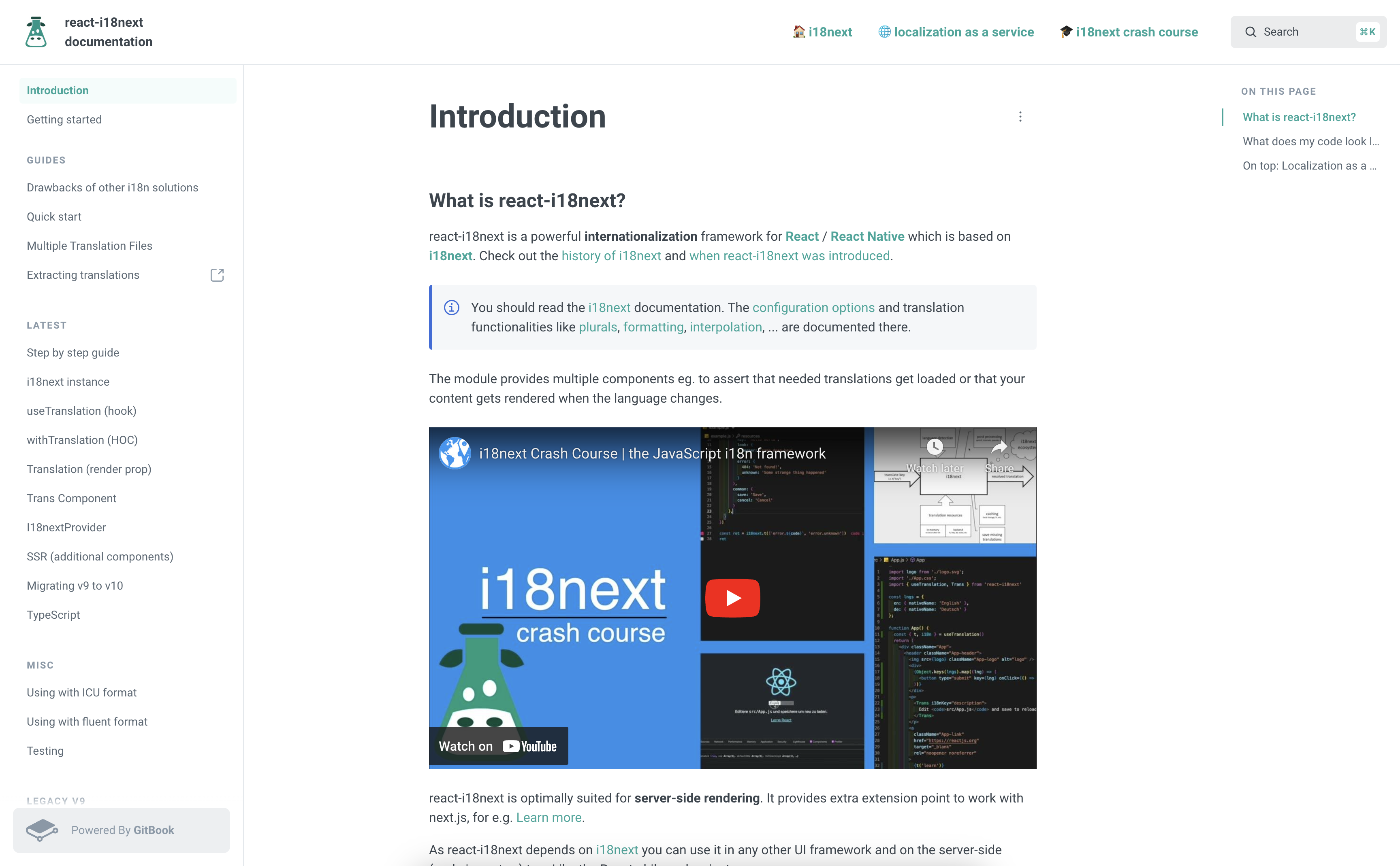 React-i18next documentation page