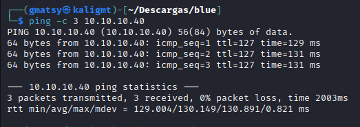 ping -c 3 10.10.10.40