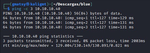 ping -c 3 10.10.10.40