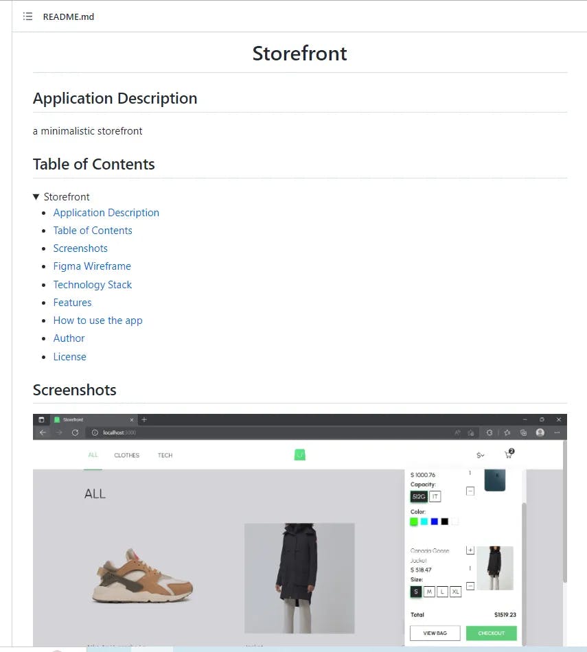 README.md in my Storefront app repository