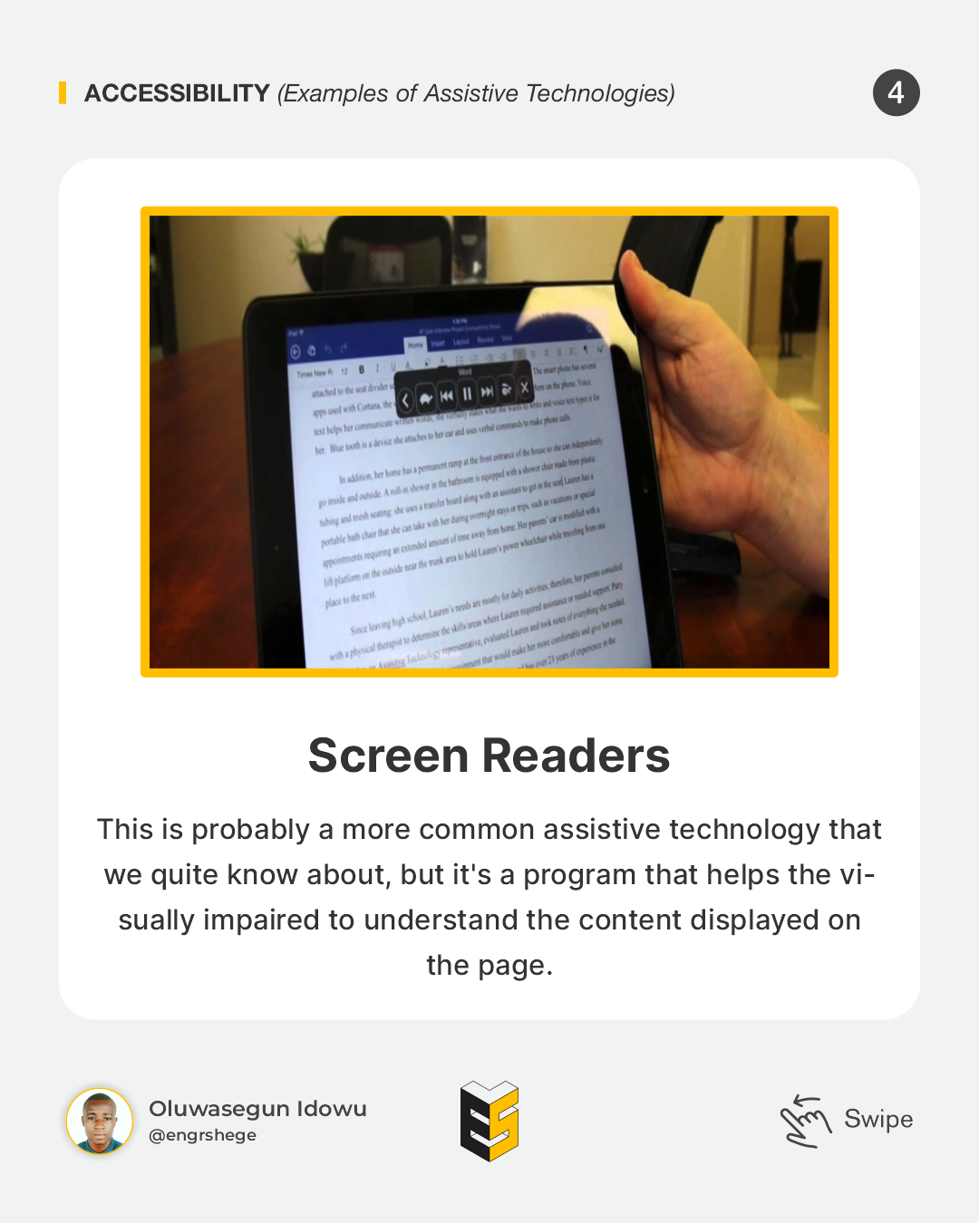 4. Examples of Assistive Technologies (Screen Reader)