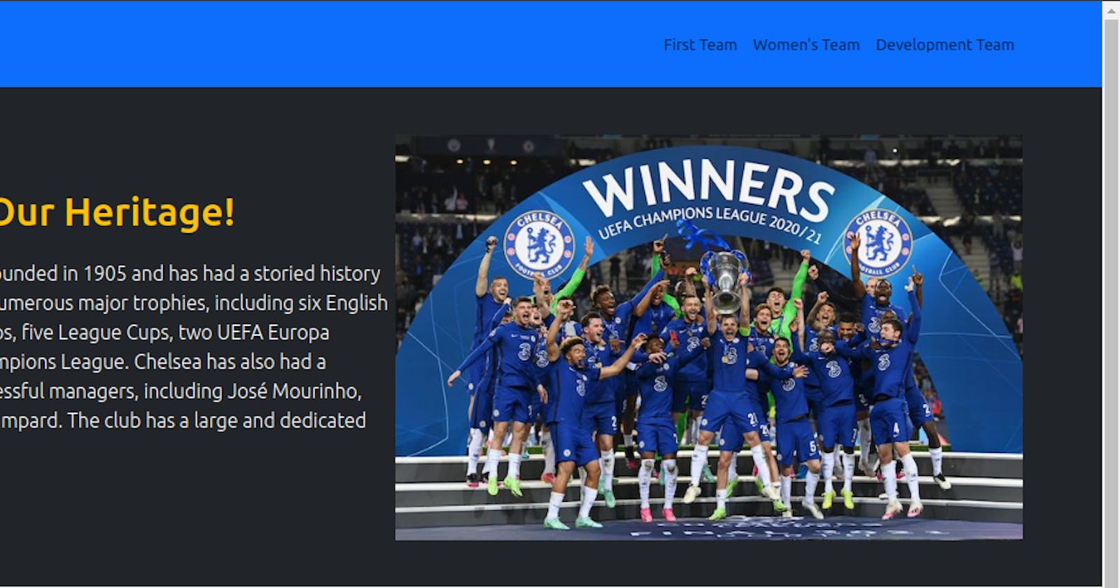 Building a Dynamic Chelsea FC Landing Page: My Journey through Software Engineering Basics