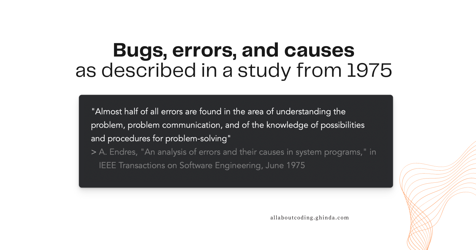 Bugs, errors and causes from an 1975 paper