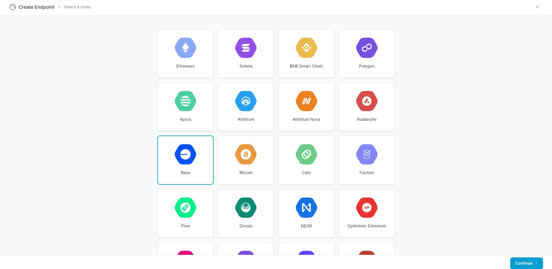 n the QuickNode Dashboard, select the Base Blockchain