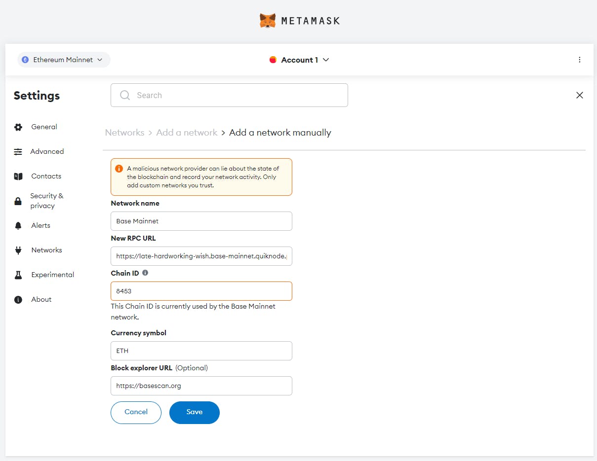 Metamas network details