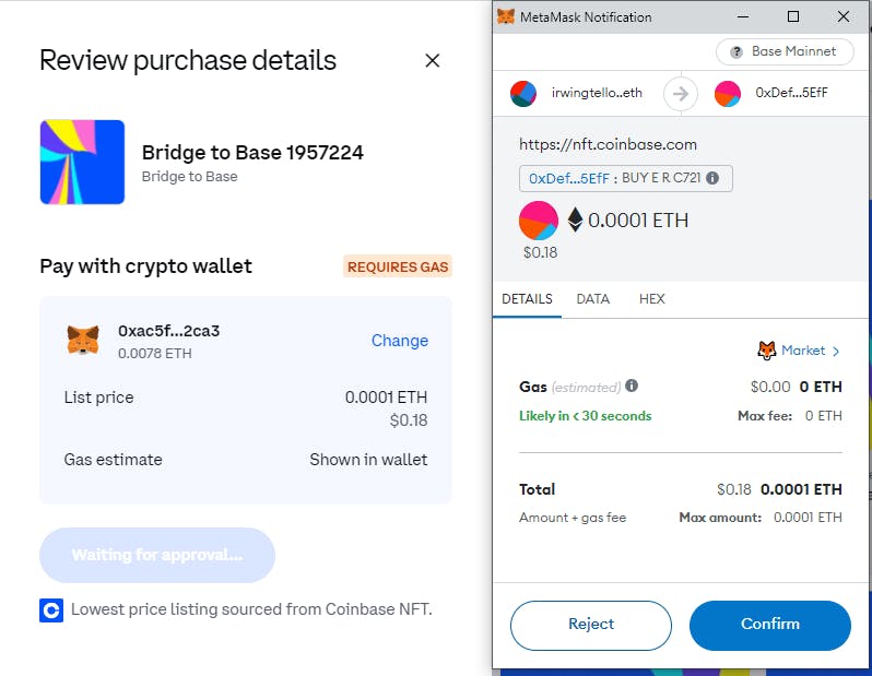 Buying NFTs on Base