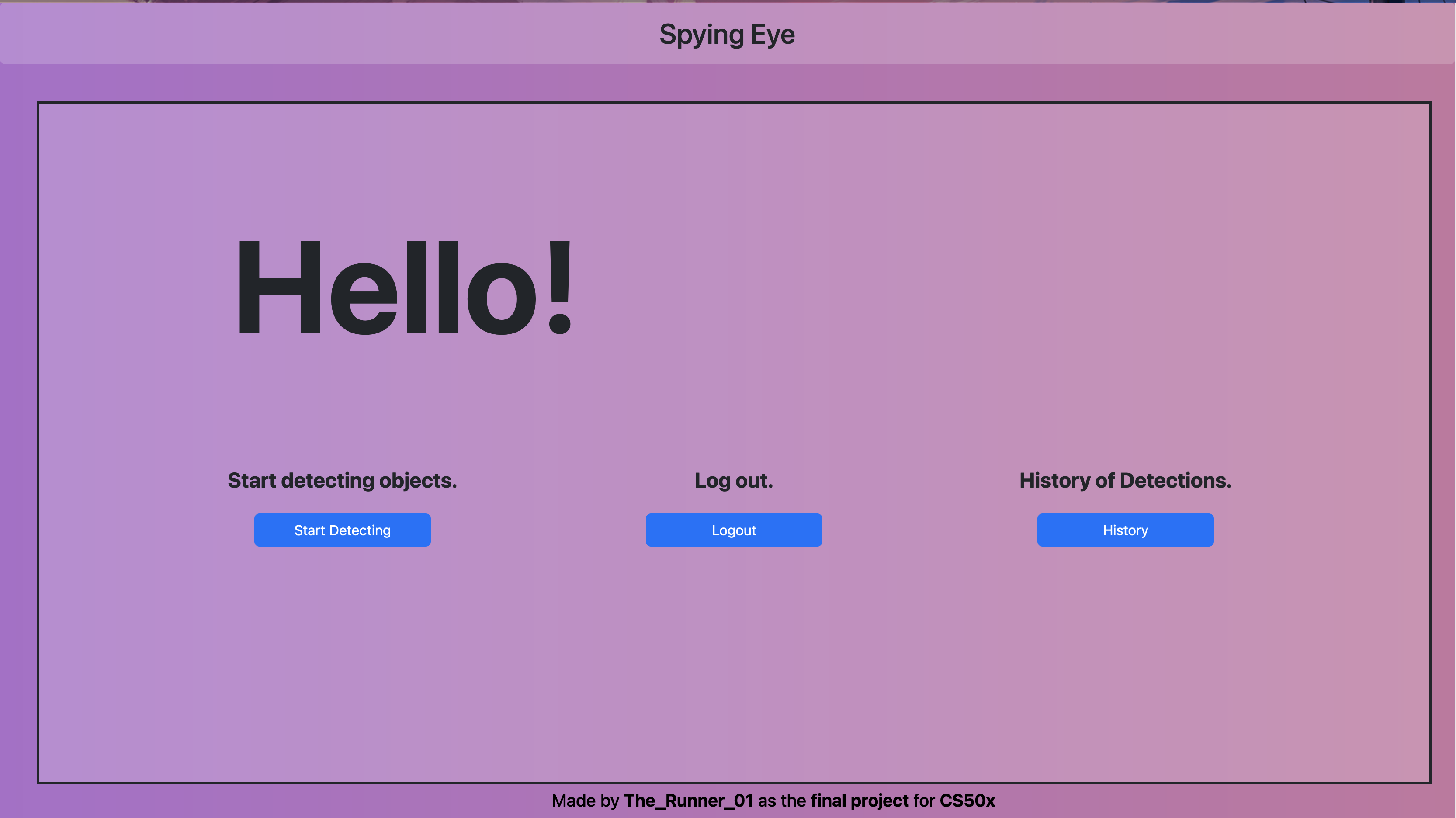 CS50X - Final Project - Spying Eye