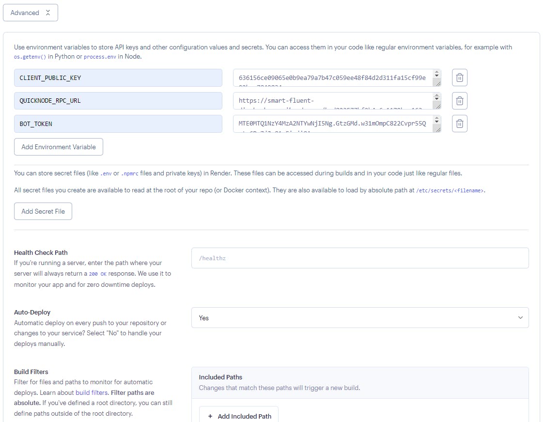 Configuring our bot environment variables