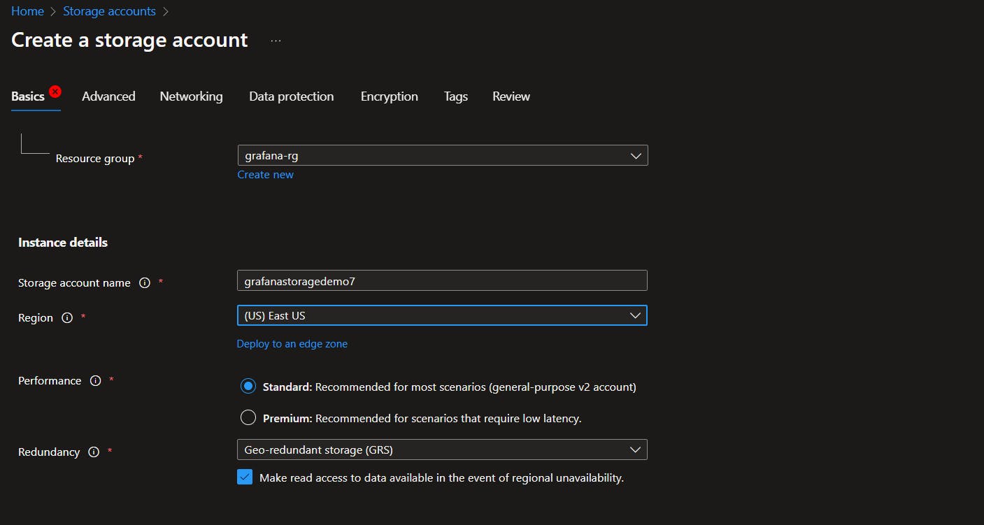 Creating a Storage Account in Azure