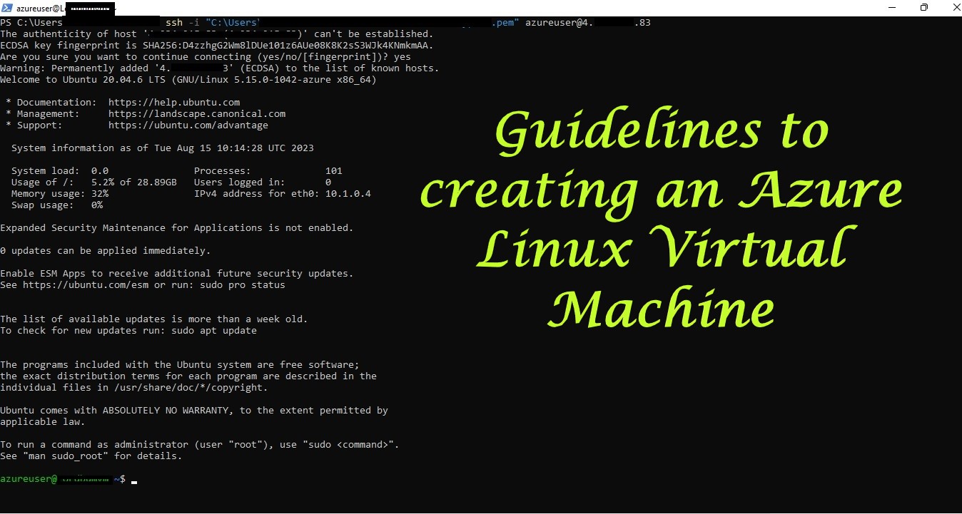 Guidelines to creating an Azure Linux Virtual Machine