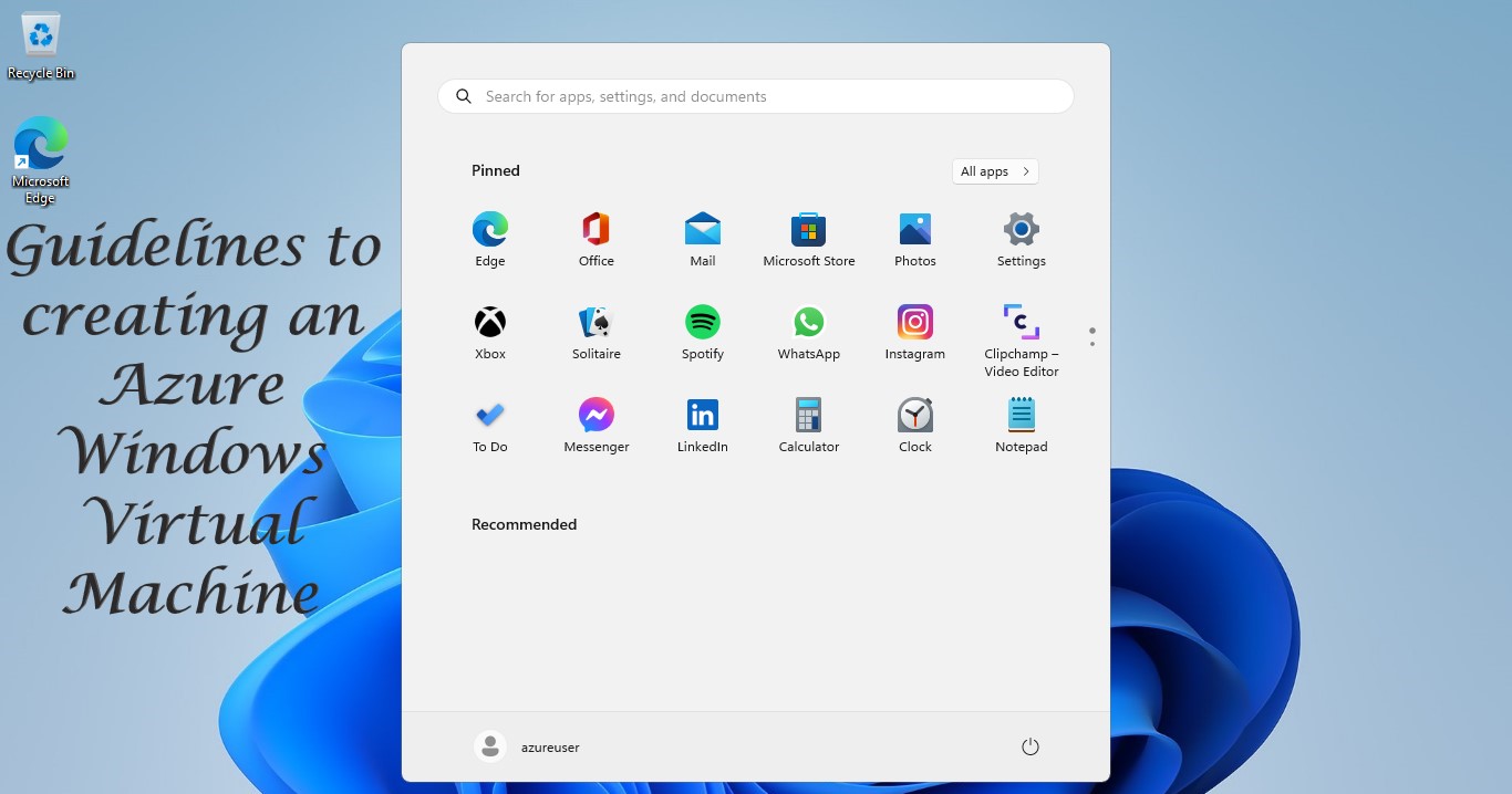 Guidelines to creating an Azure Windows Virtual Machine