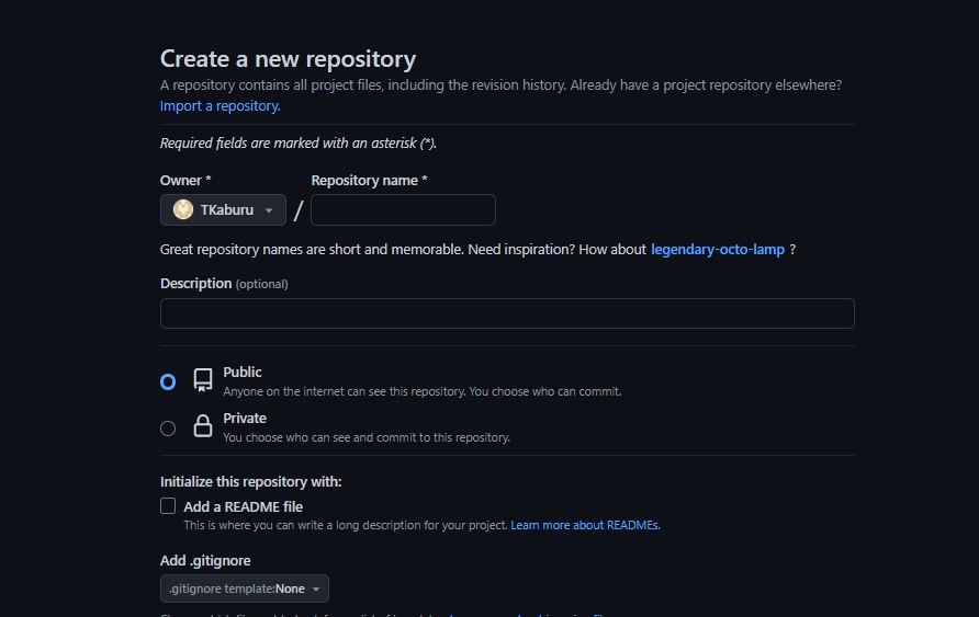 A snapshot on how to create a new repository on GitHub