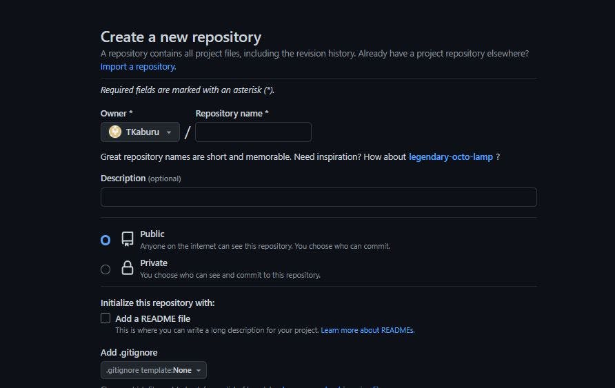 A snapshot on how to create a new repository on GitHub