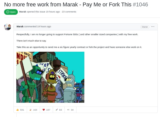 No more free work from Marak - Pay Me or Fork This #1046