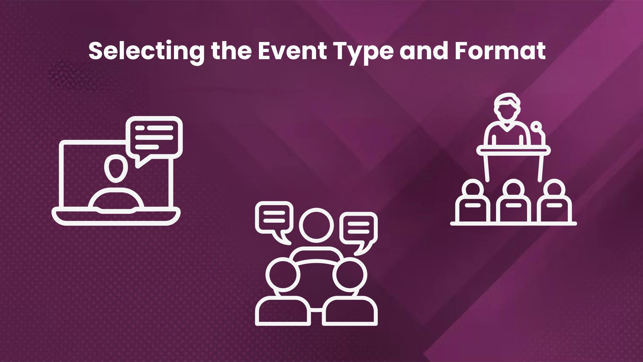 Selecting the event type and format