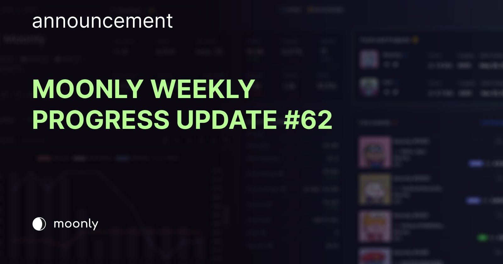 Moonly weekly progress update #62 - Raffle Feature and Twitter Space Giveaway