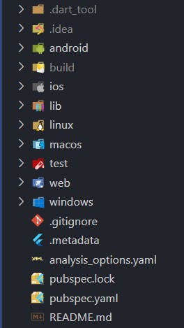 The default structure of a flutter application