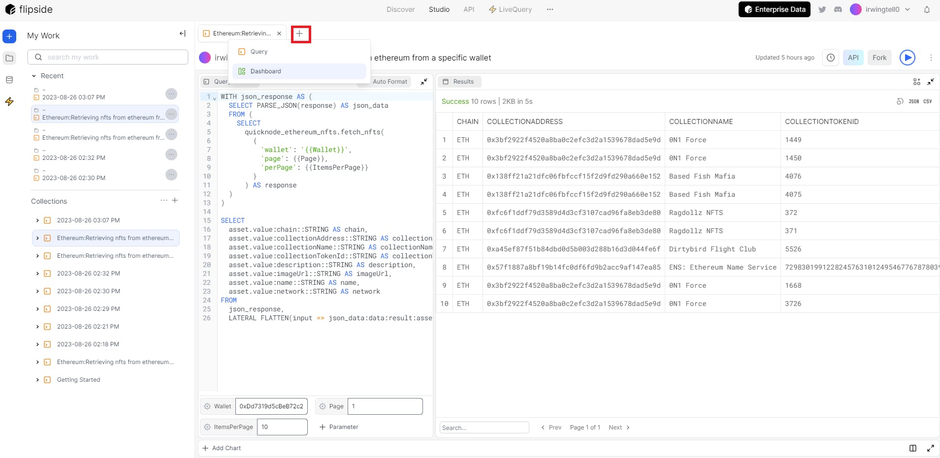 How to create a FlipSide Dashboard