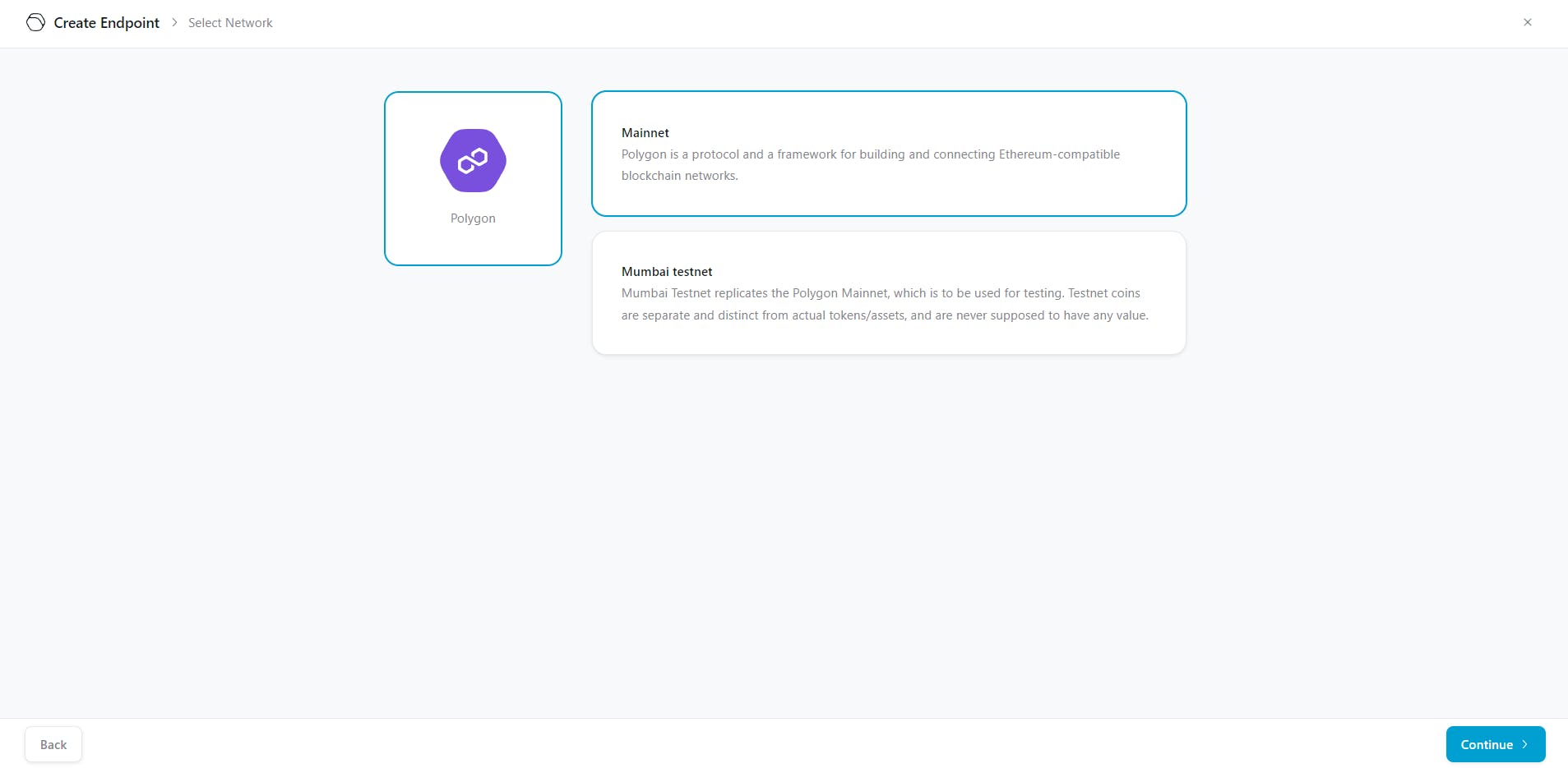 Screenshot of the QuickNode platform to select the desired blockchain to obtain our RPC