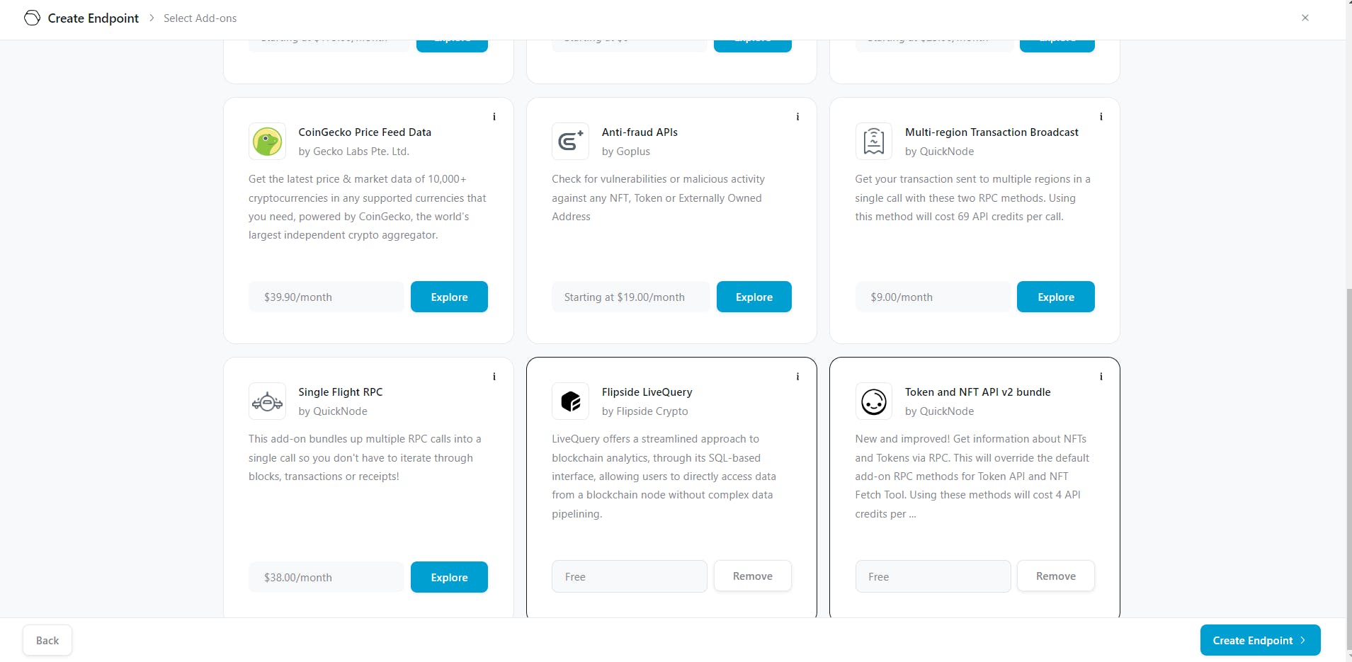 Screenshot of the QuickNode platform where we have finished activating the plugins