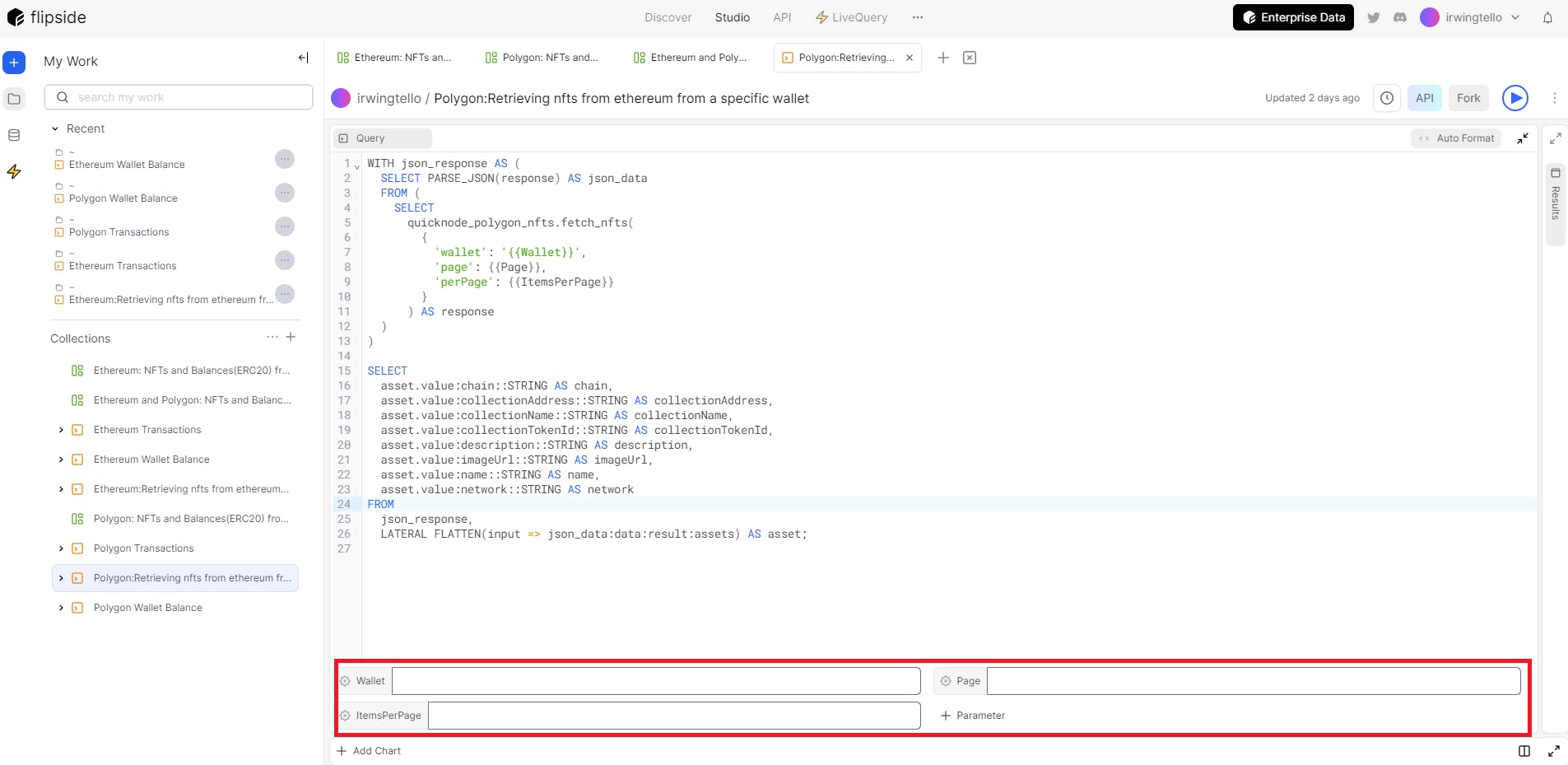 Flipside Dashboard where we created our query