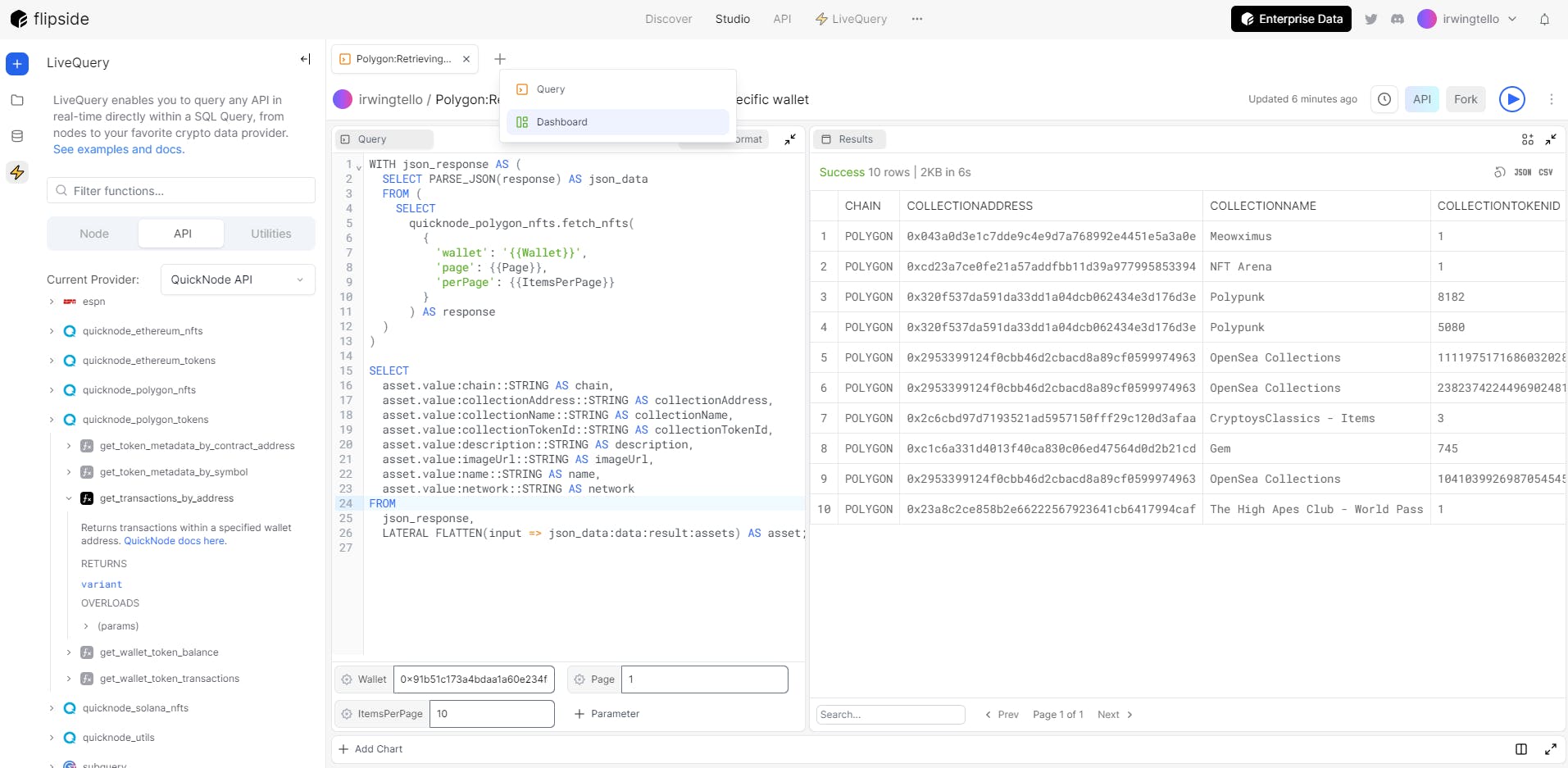 How to create a FlipSide Dashboard