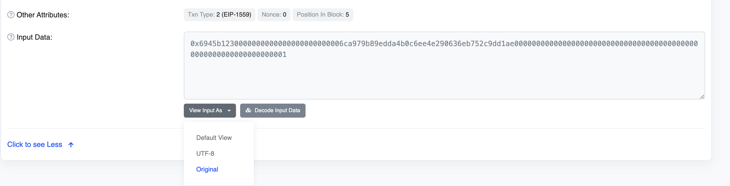 Etherscan input data field