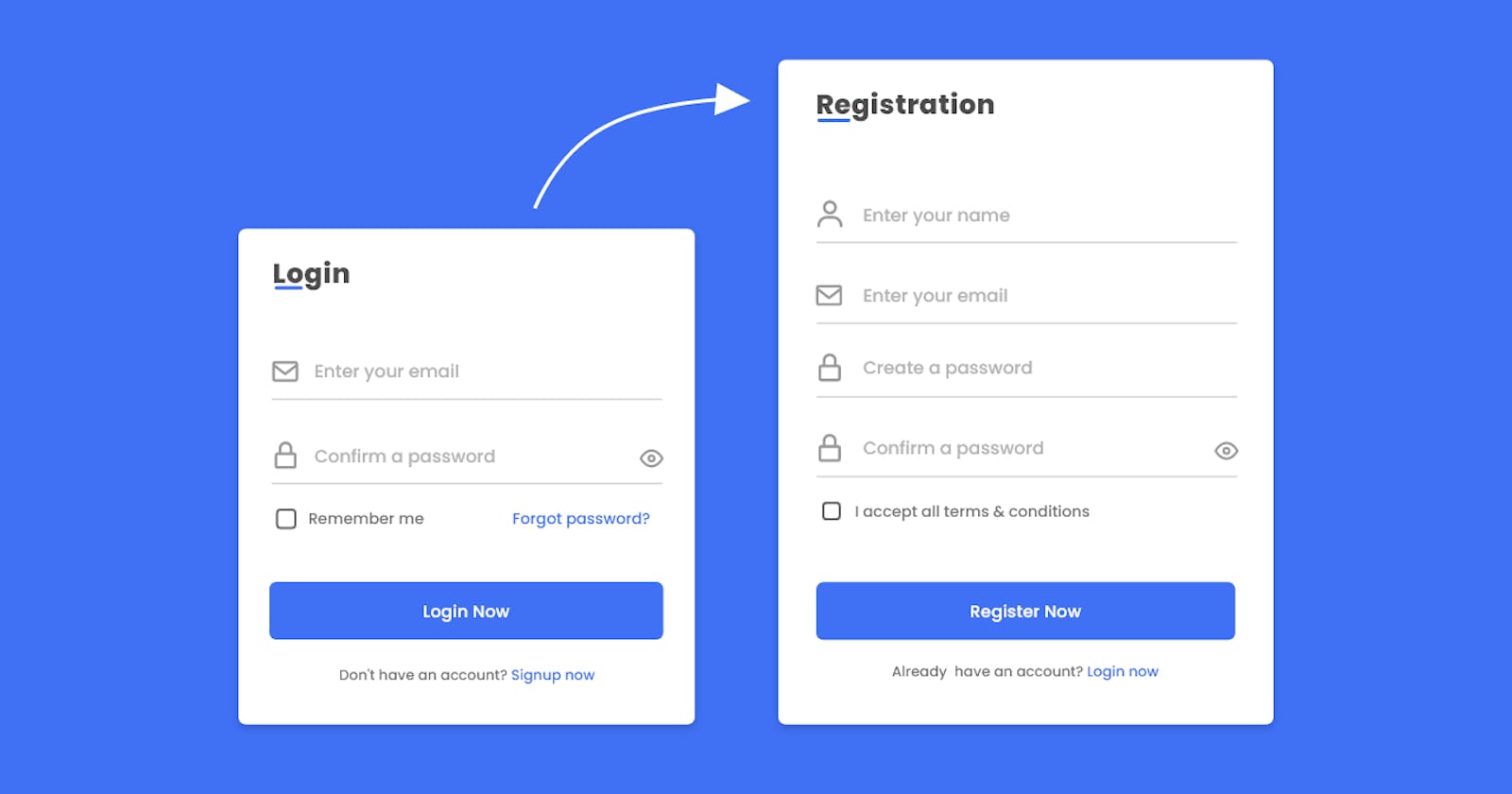 Create an Authentication page using HTML, CSS, and JS