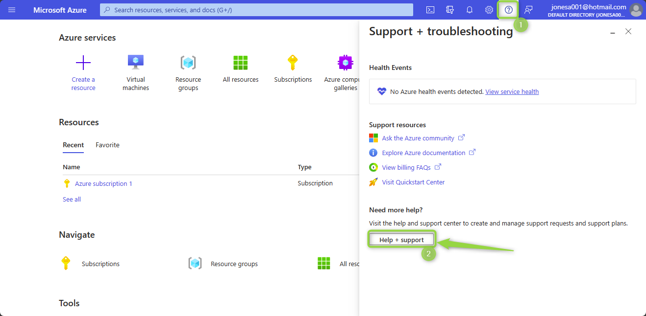 Creating a Support Ticket in the Azure Portal
