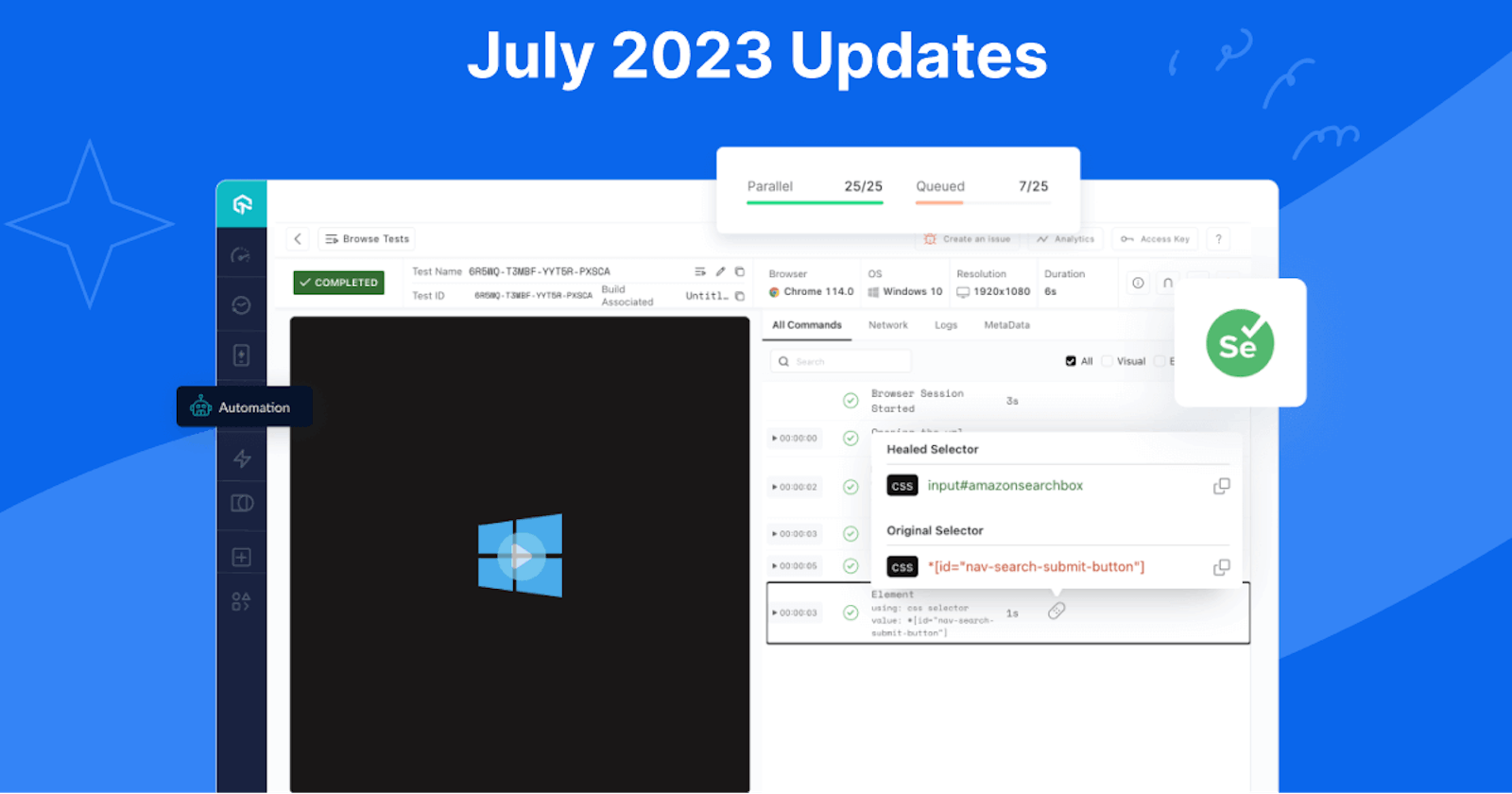 July’23 Updates: Introducing Auto-Healing for Test Flakiness, Live With macOS Sonoma, Android 14 (Beta), and More