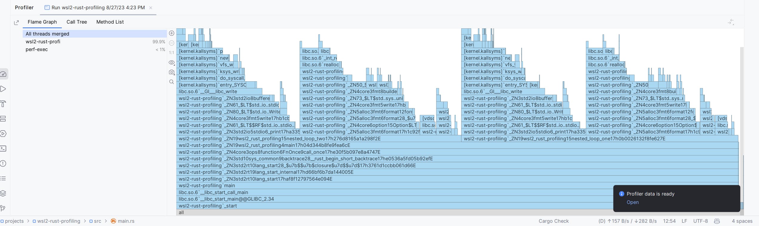 Rust Profiling in WSL2 with CLion