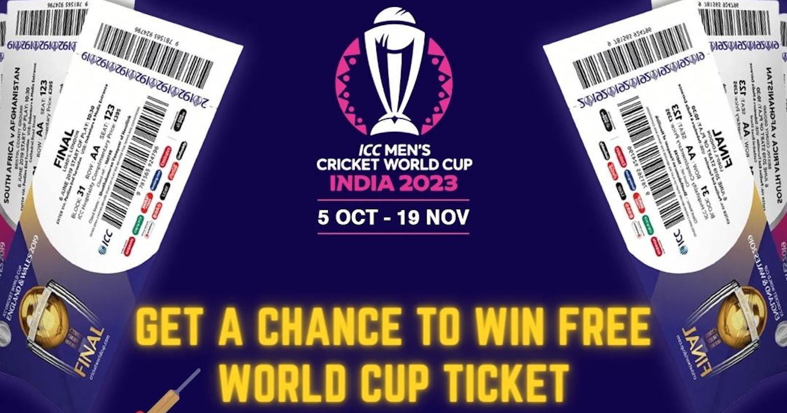 Royal Lion is now offering ICC Cricket World Cup Tickets for Free.