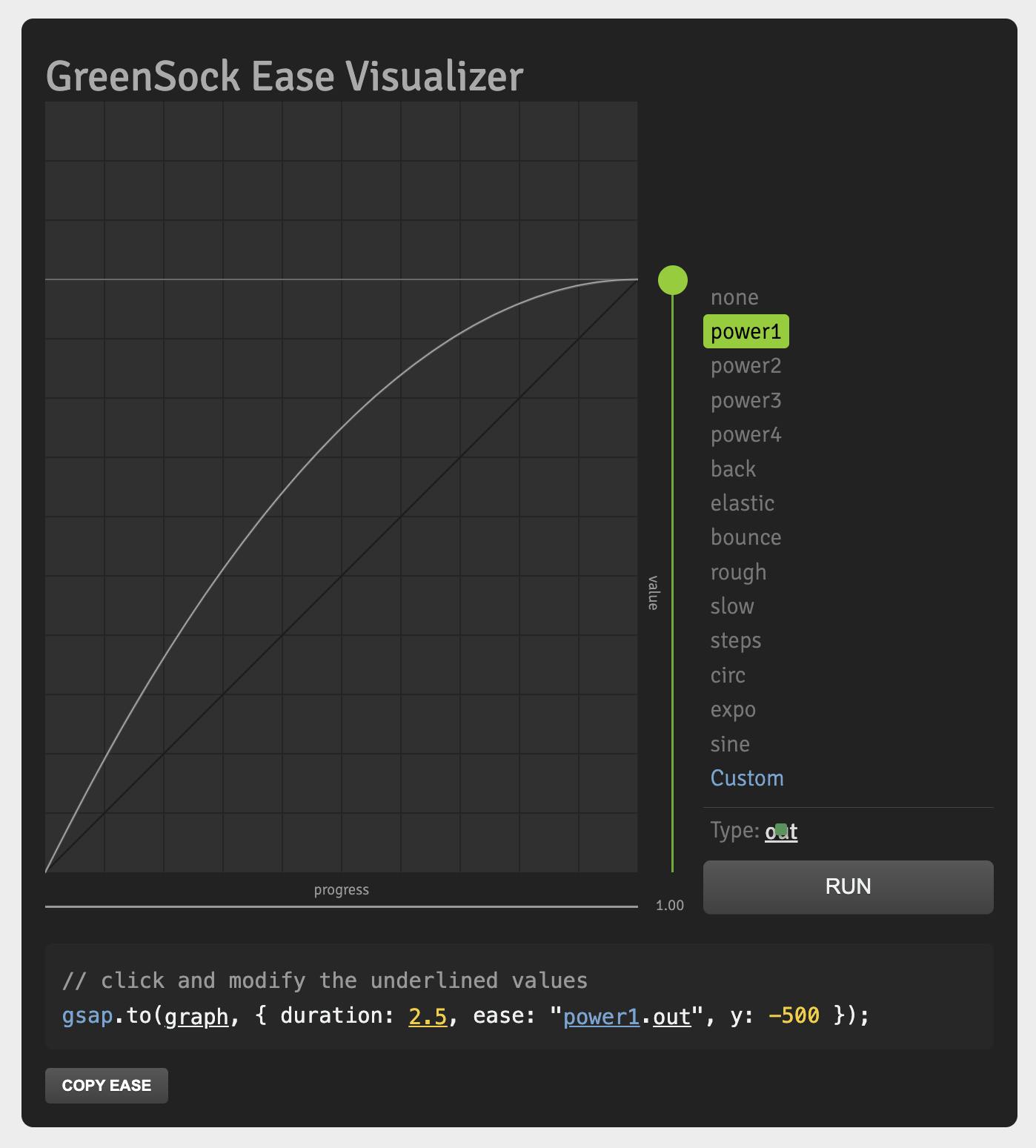 GreenSock Ease Visualizer