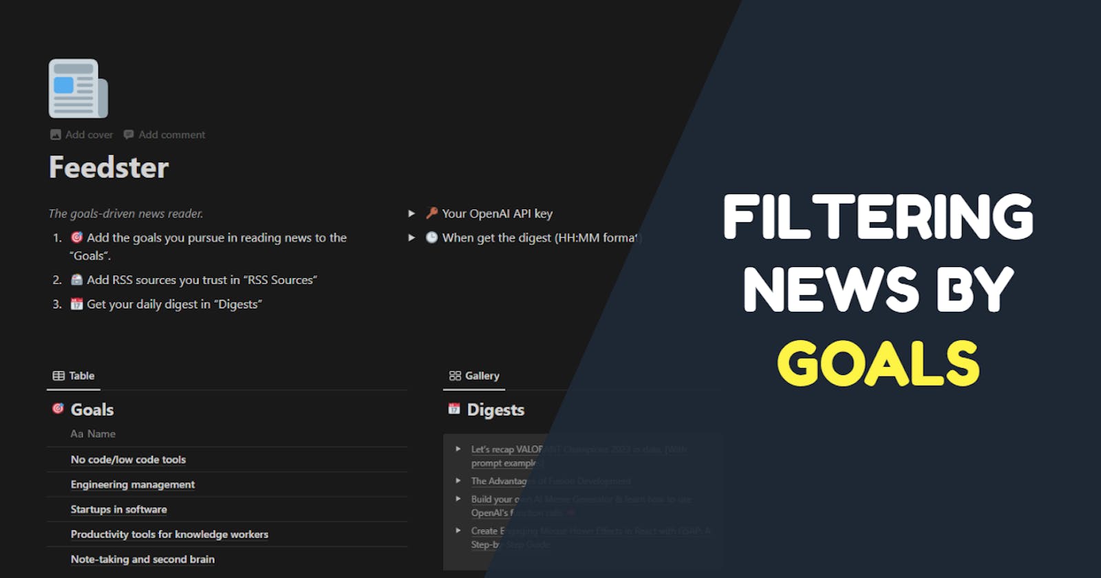 Feedster: How to filter news by goals