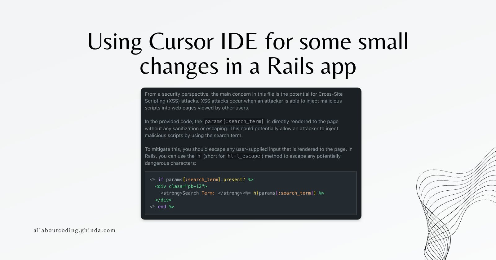 Using Cursor IDE for some small changes in a Rails app