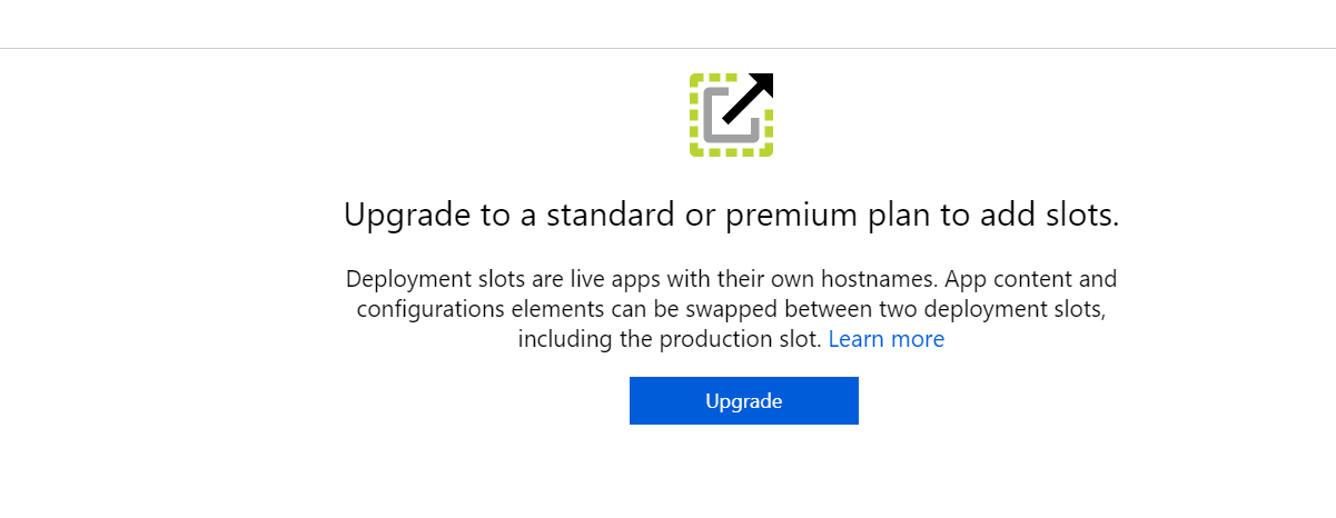 upgrading to standard or premium plan to add deployment slots in Azure