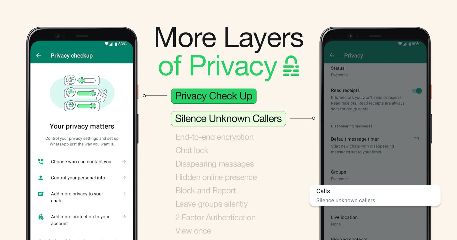 New Privacy Measures: "Silence Unknown Callers" and Robust Privacy Checkup on WhatApp