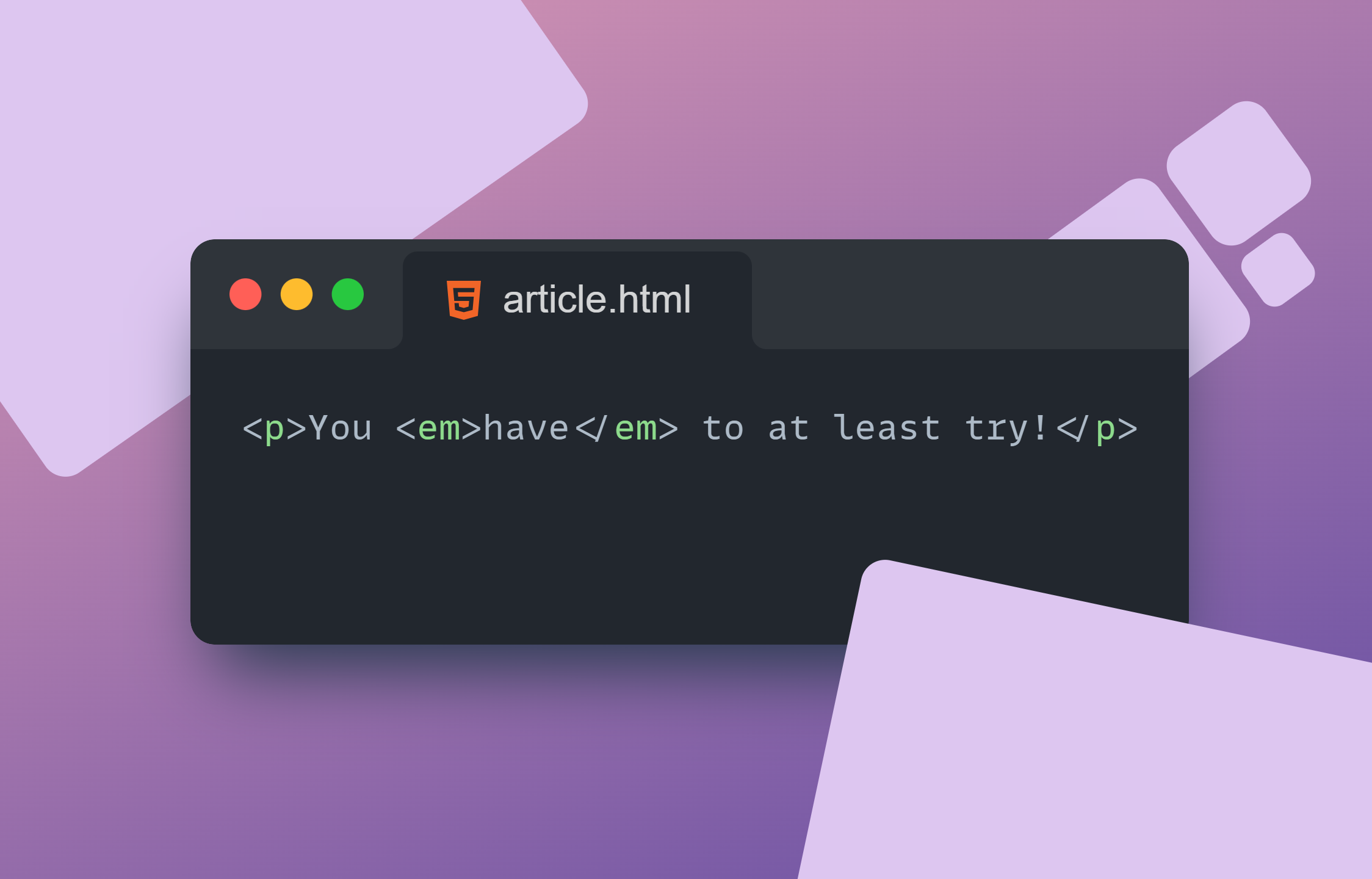 Code snippet showing  tag in HTML