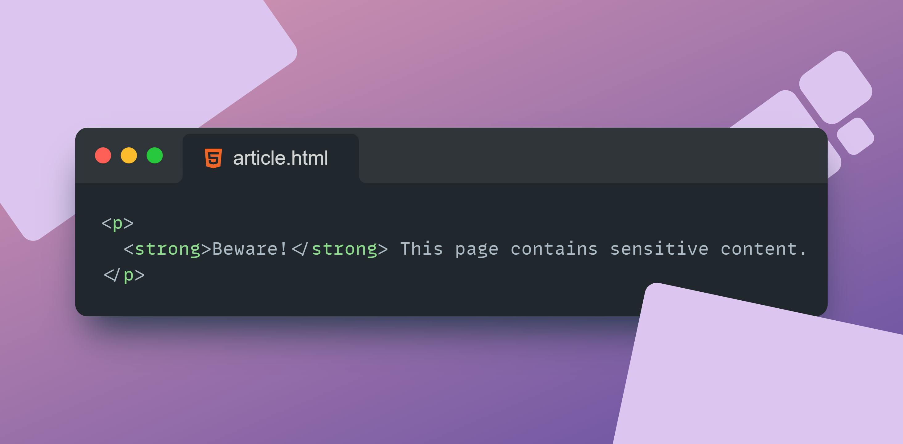 Code snippet showing  tag in HTML