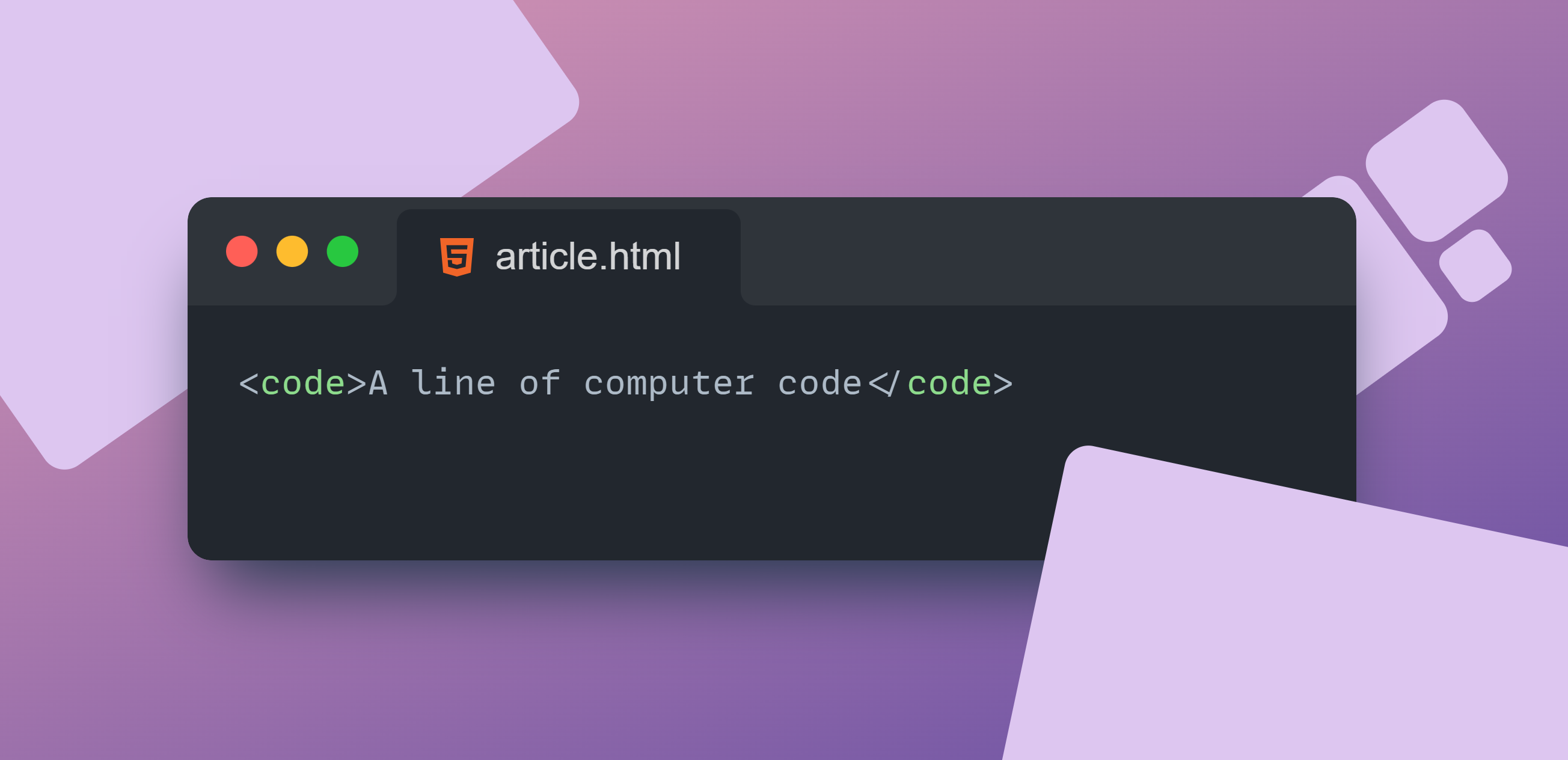 Code snippet showing  tag in HTML