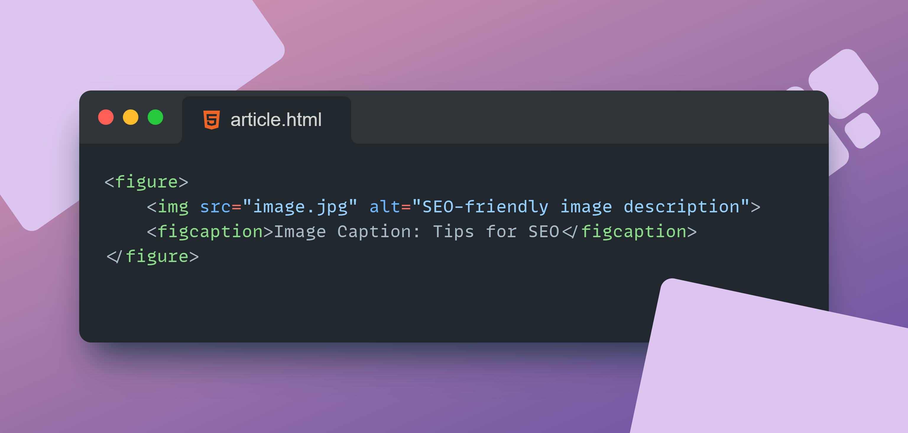 Code snippet showing  and tag in HTML
