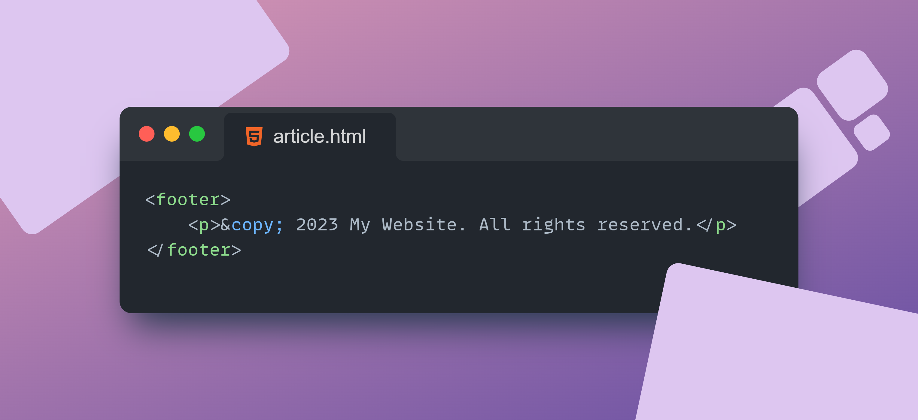 Code snippet showing  tag in HTML