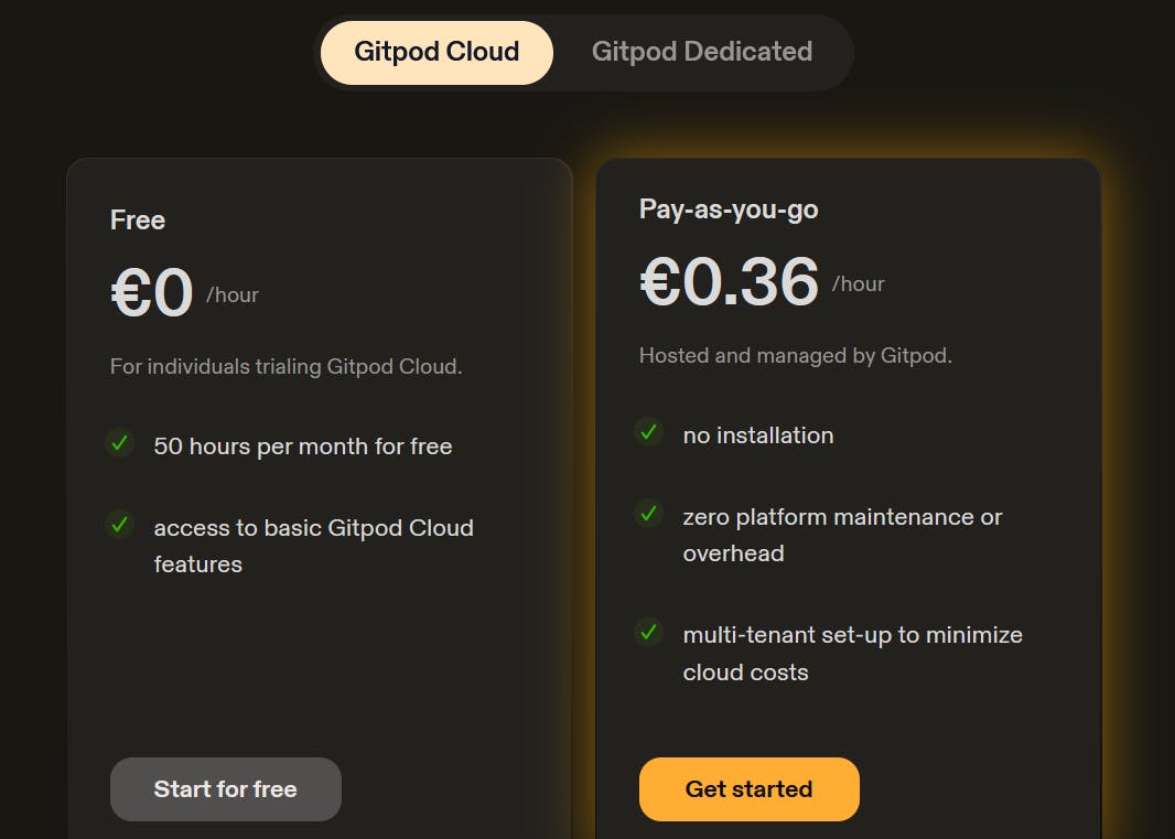 Gitpod payment options