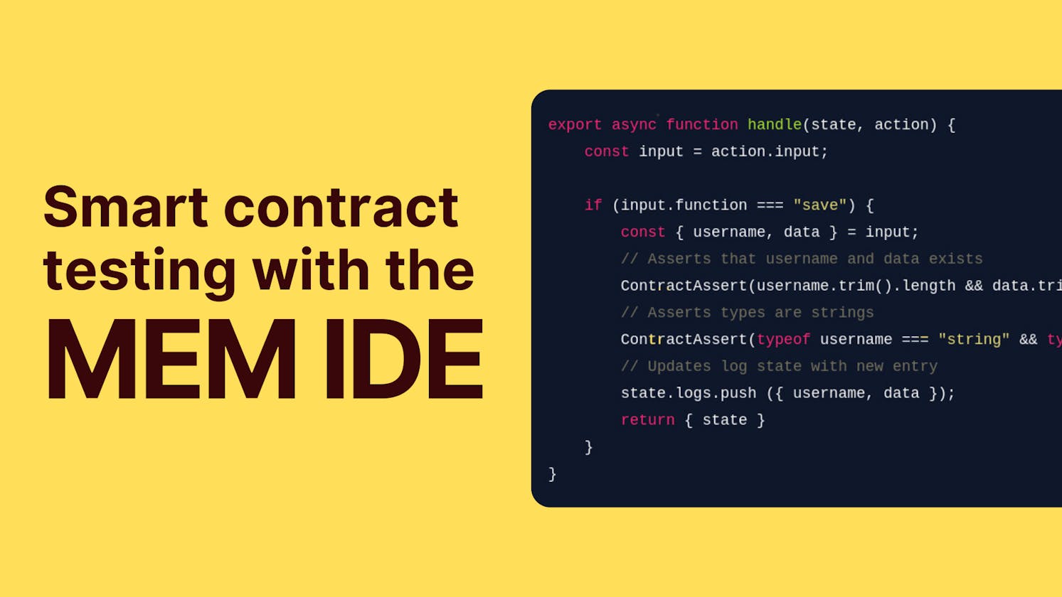 Smart contract testing with the MEM IDE