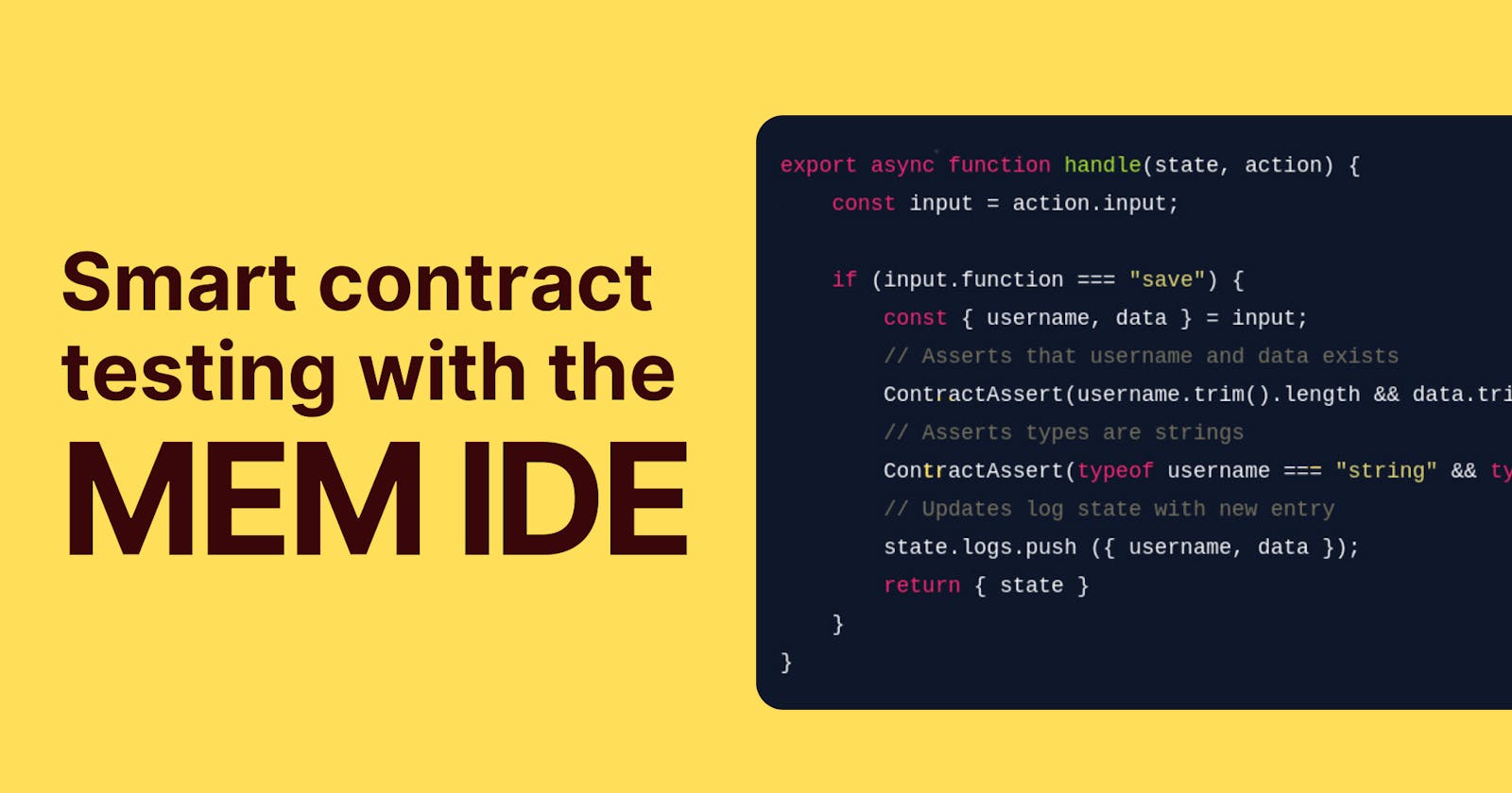 Smart contract testing with the MEM IDE