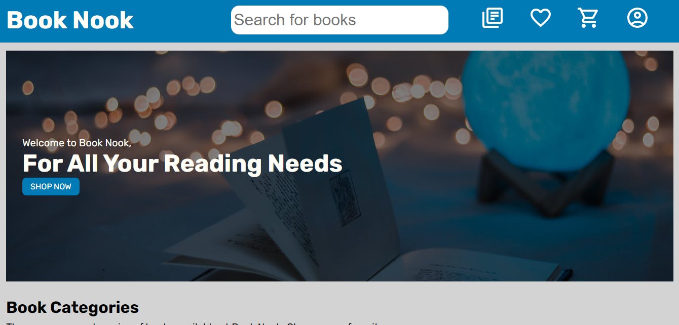 Book Nook - A books e-commerce website for all the book lovers!