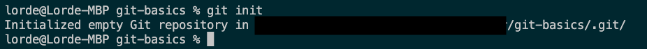 Screenshot of "git init" command in VSCode Terminal