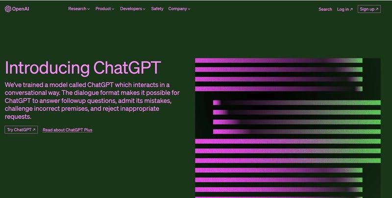 ChatGPT landing page.