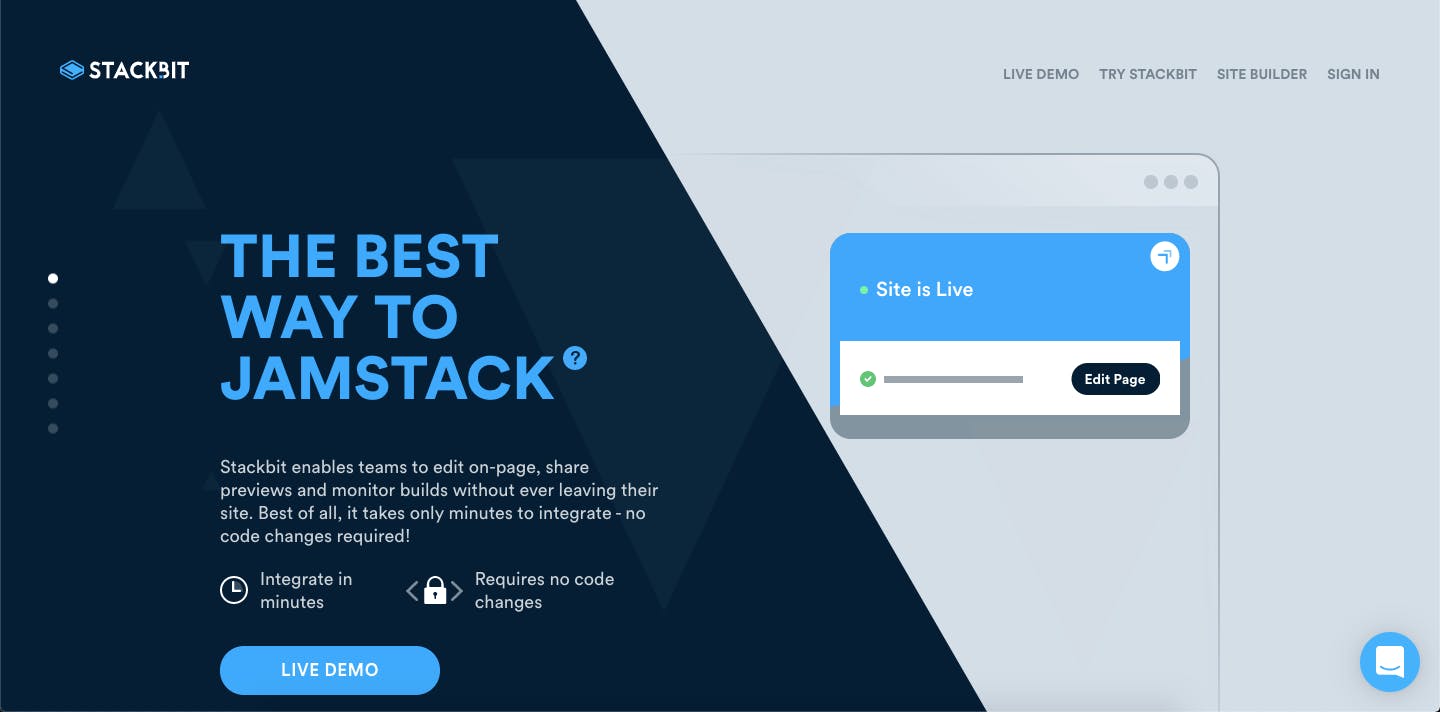 Homepage of Stackbit