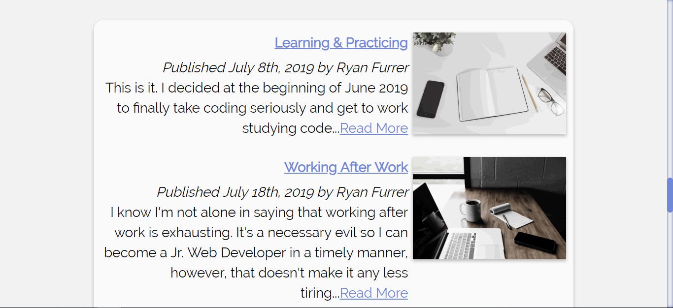 Blog section of https://www.ryanfurrer.dev/